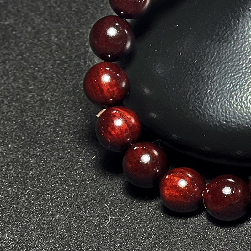 1.2 Authentic Indian Sandalwood (Pterocarpus santalinus) Prayer Beads, high oil content, high density, double-layered beads.