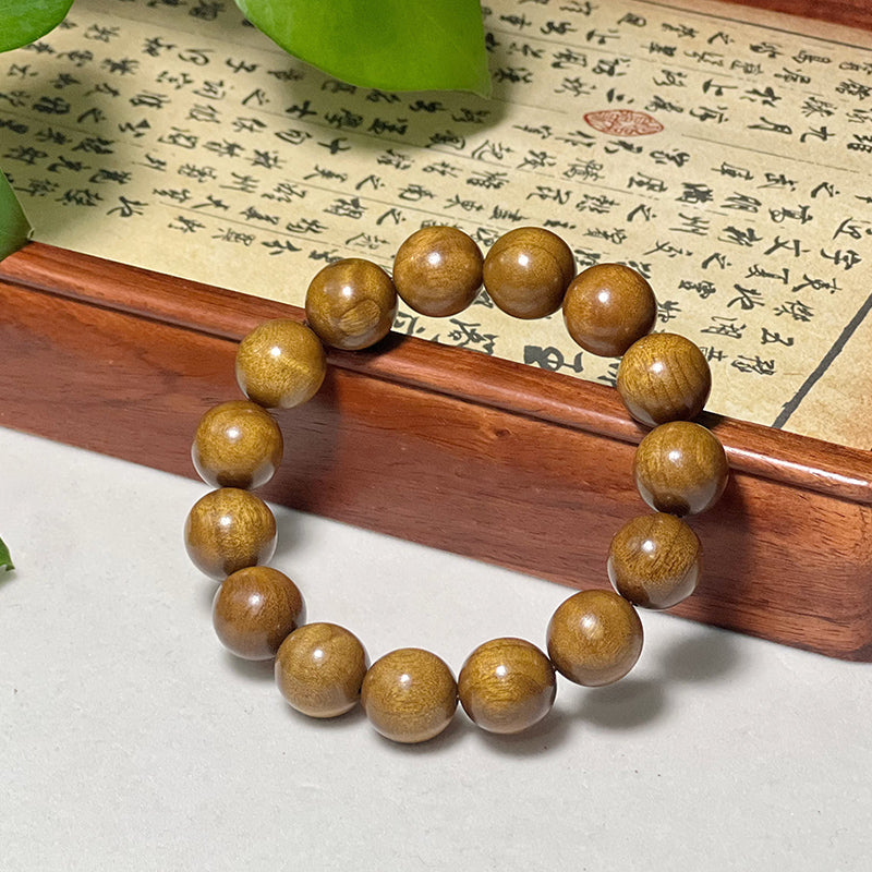 1.5 Genuine Golden Silk Nanmu Wood Bracelet, Old Material, (Moving Views)