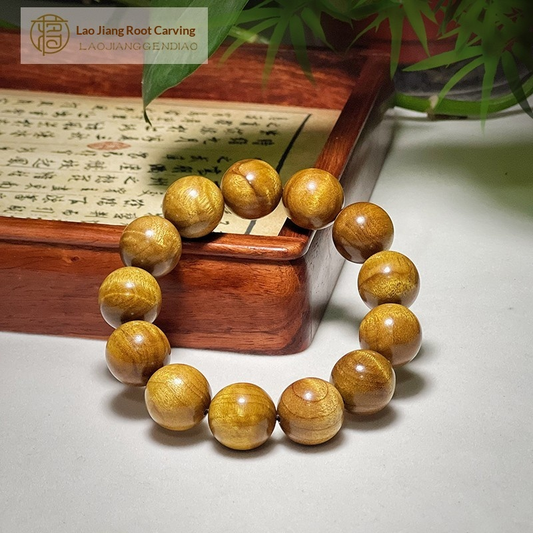 1.8mm genuine Phoebe zhennan wood bracelet with water ripple pattern.