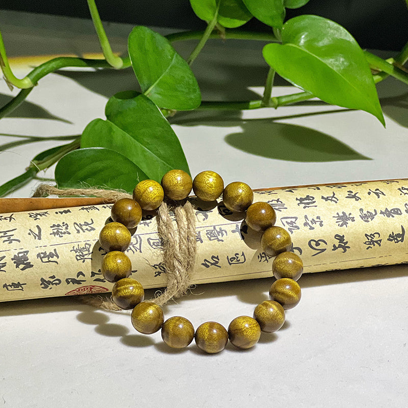 1.2 Golden Phoebe wood water ripple pattern bracelet, authentic wooden collectible.