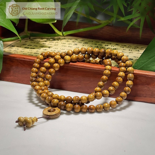 0.8mm 108-bead genuine golden nanmu prayer beads (bringing good fortune)