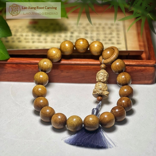 2.0 Authentic Golden Nanmu Wood Bracelet, featuring shifting patterns and made from aged, collectible wood.
