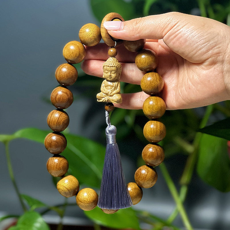 2.0 Authentic Golden Nanmu Wood Bracelet, featuring shifting patterns and made from aged, collectible wood.