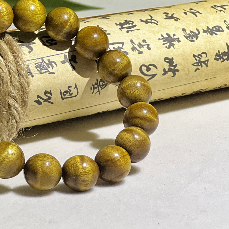 1.2 Golden Phoebe wood water ripple pattern bracelet, authentic wooden collectible.