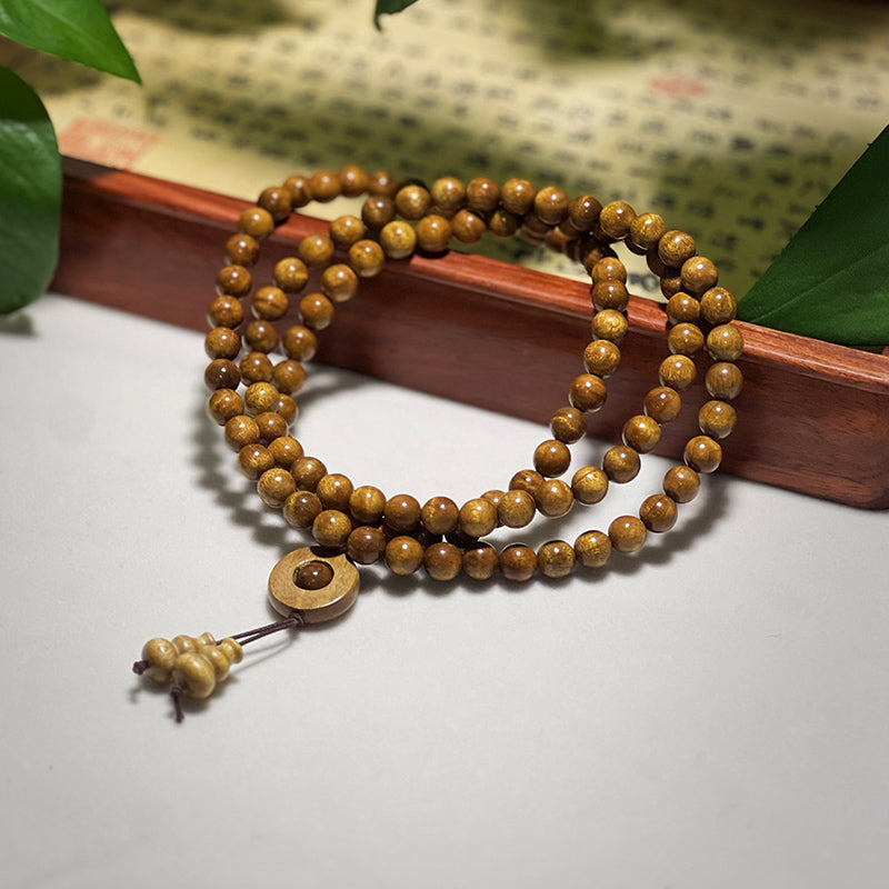 0.8mm 108-bead genuine golden nanmu prayer beads (bringing good fortune)