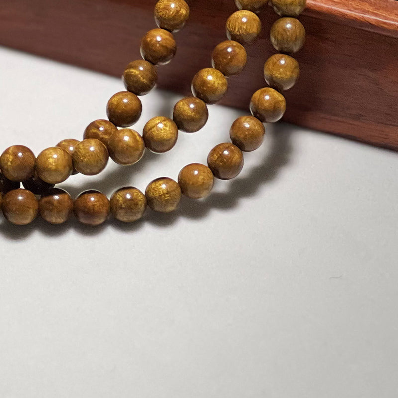 0.8mm 108-bead genuine golden nanmu prayer beads (bringing good fortune)