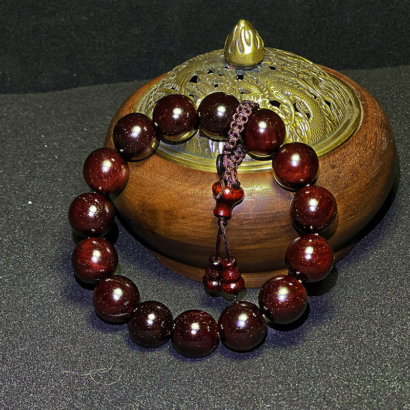 1.5cm Indian rosewood bracelet, genuine high-oil, high-density, multi-beaded, versatile string of beads.
