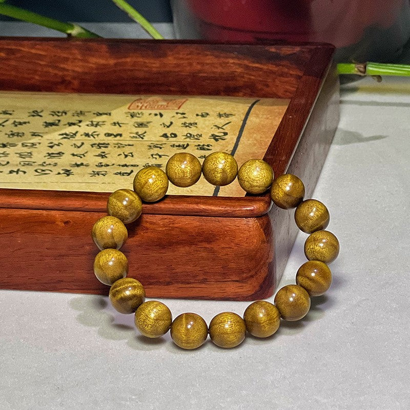 1.2 Authentic Golden Silk Nanmu Bracelet - Old Material, Shifting Perspectives