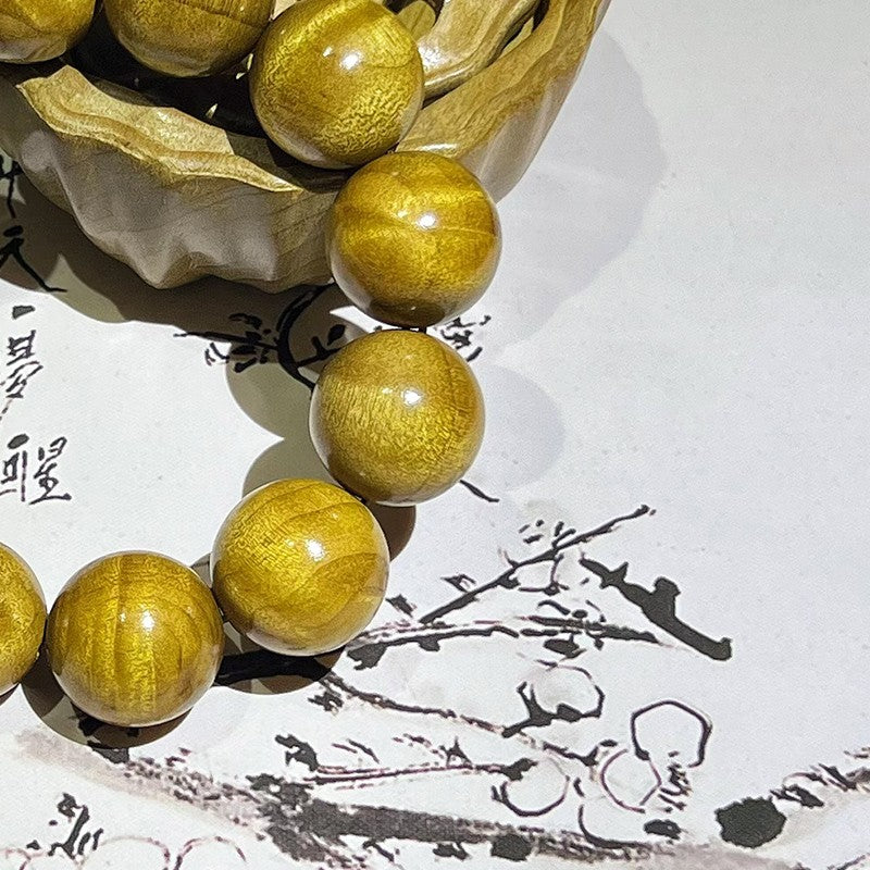 2.0mm Golden Phoebe Wood Bracelet with Water Ripple Pattern