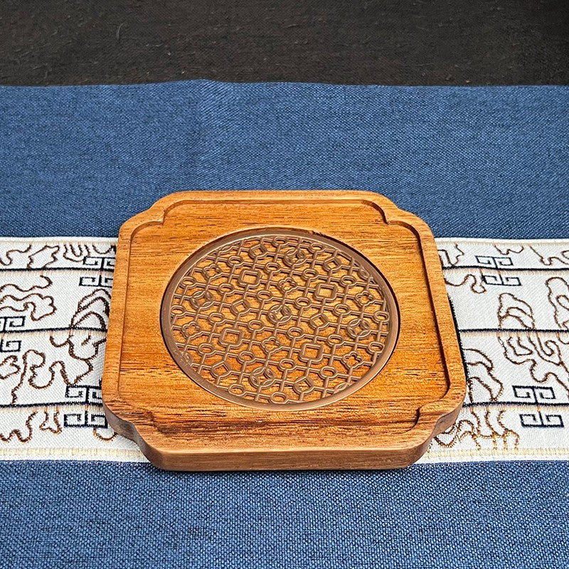 4.0 Walnut wood teapot stand/solid wood coaster