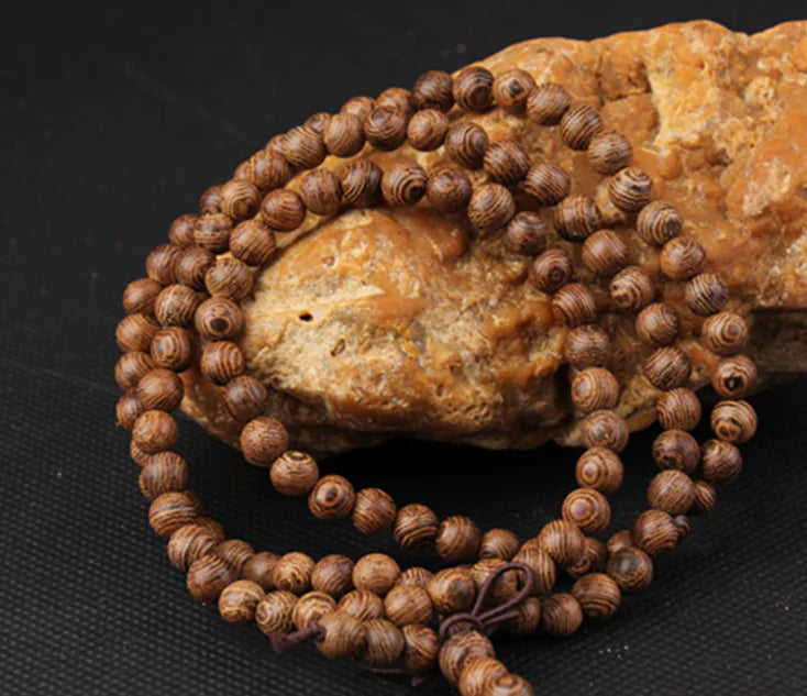 Couple's Bracelet with 108 Beads in Chicken Wing Wood